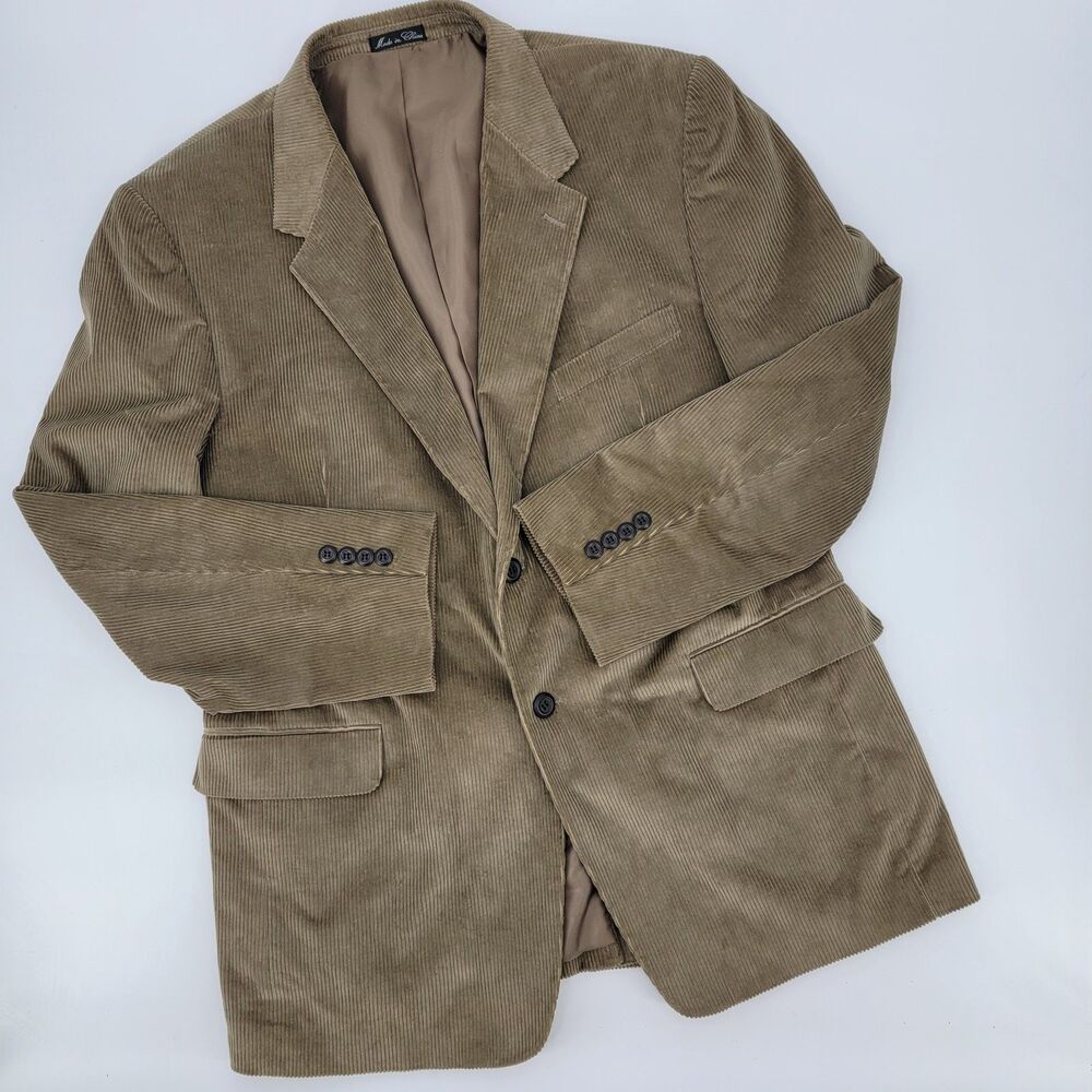 Calvin America Mens 44R Tan 100% Cotton Corduroy Sport Coat Blazer Jacket